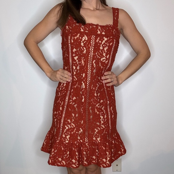 Endless rose lace rust colored mini dress size small - Picture 2 of 10